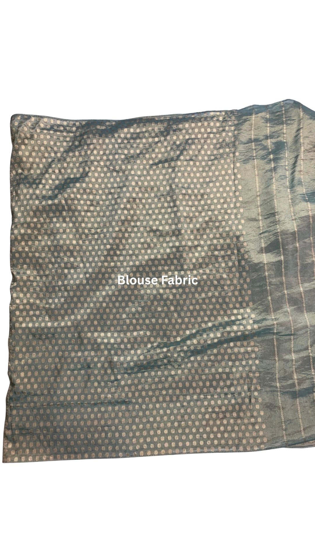 Sage Green Pure Tissue Banarasi Unstitched Saree with Sequins, Zari, Moti & Dori Work
